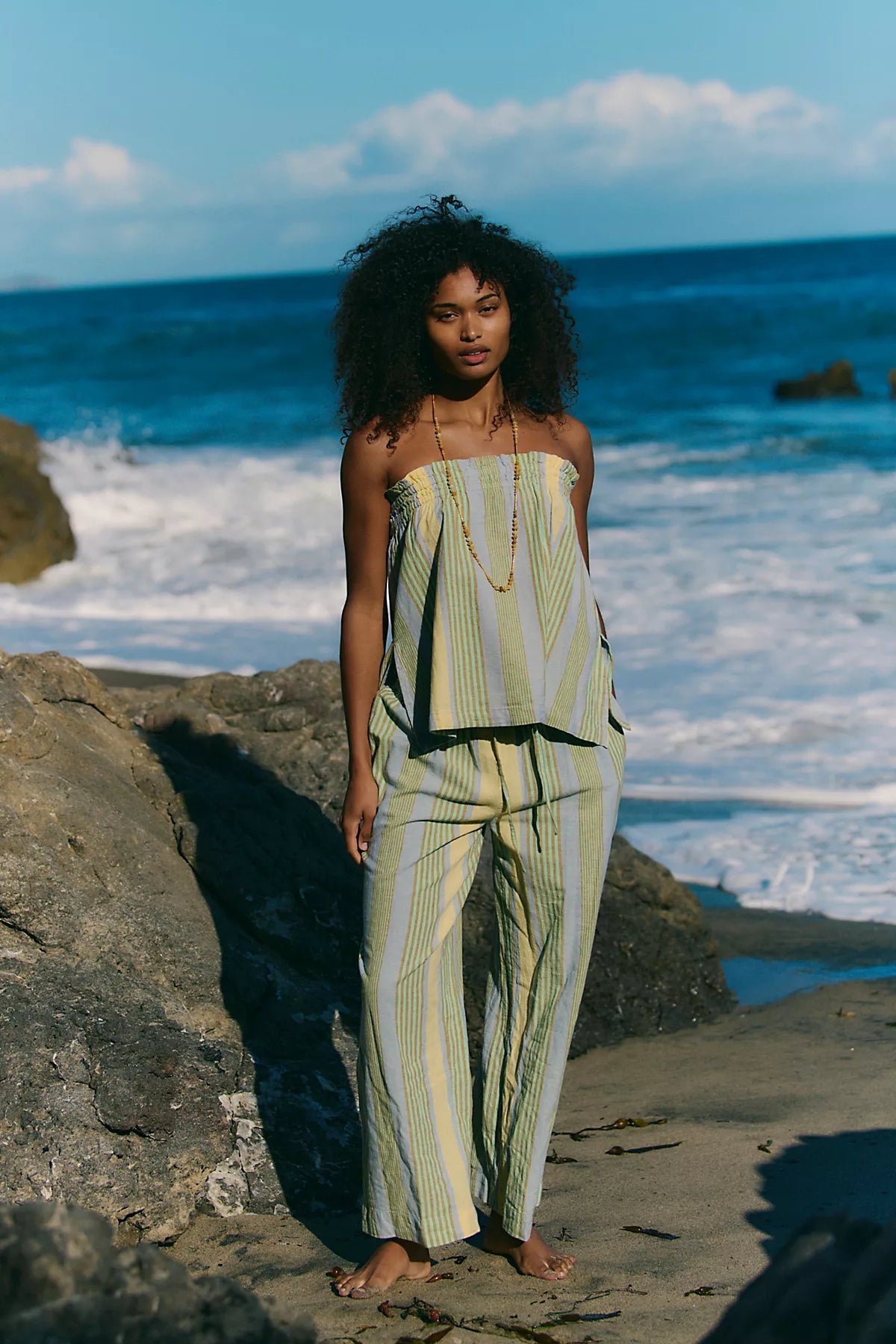 Corfu Striped Cotton-Linen Set