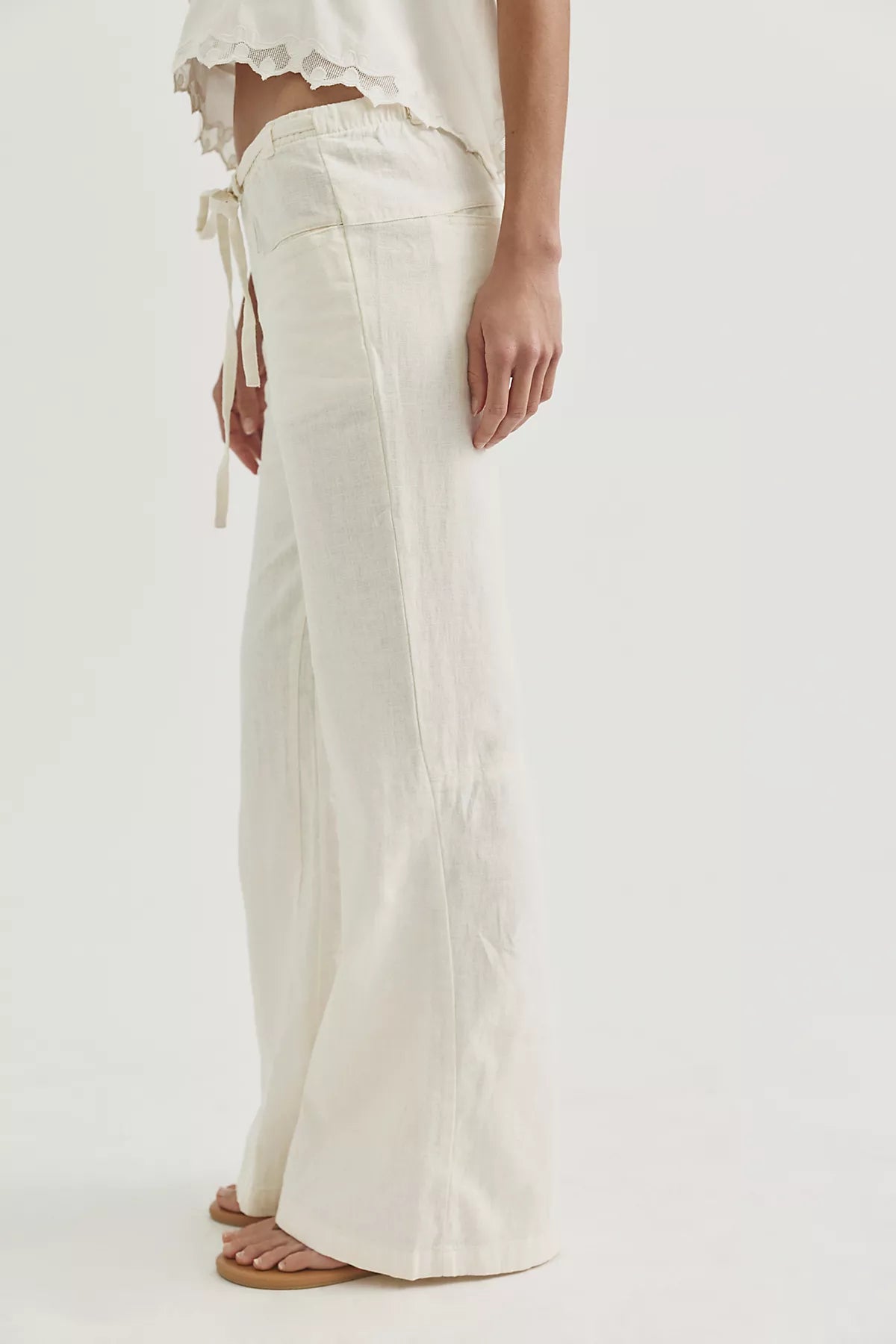 Break The Ice Linen Slouch Flare Pants