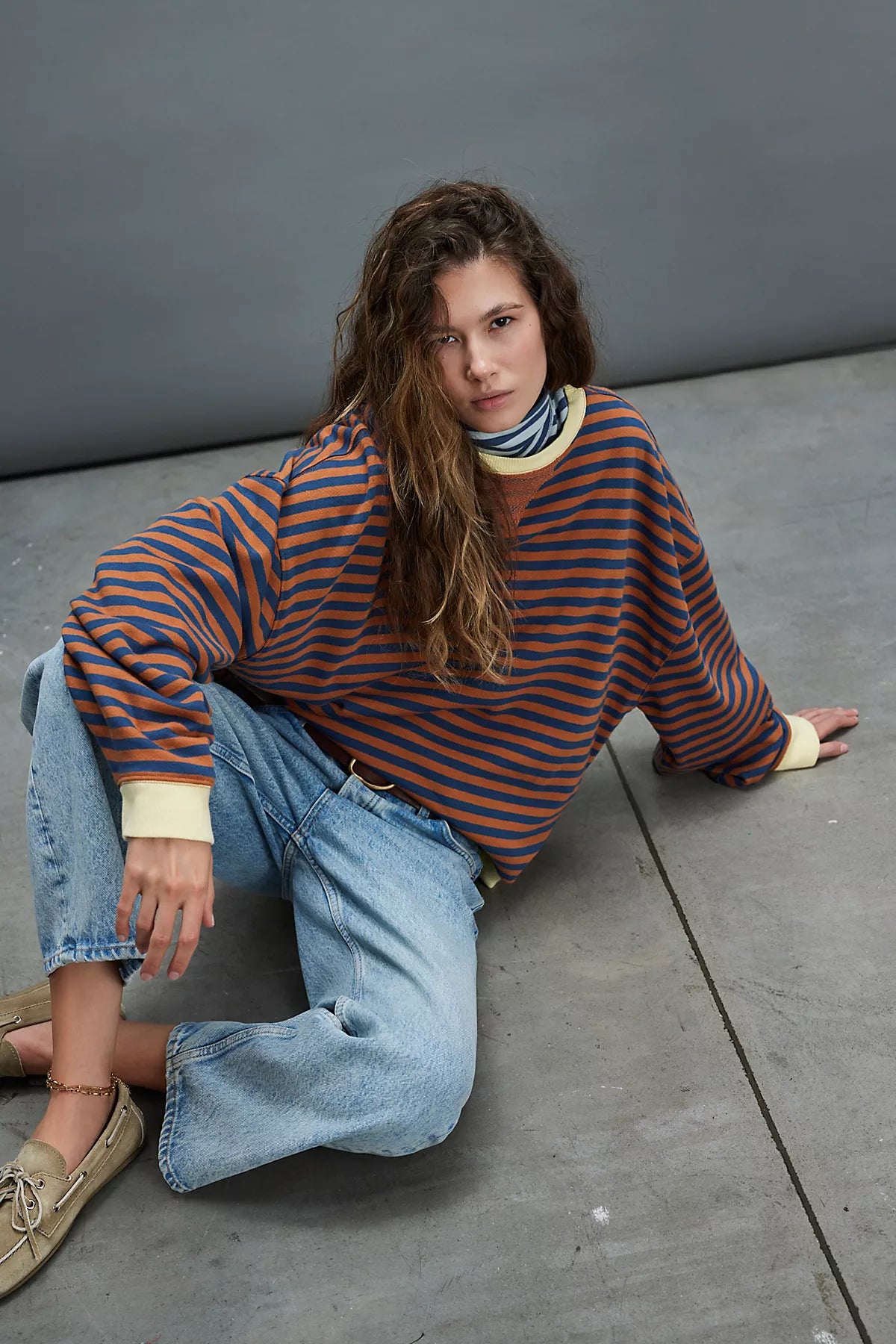 We The Free Classic Striped Oversized Crewneck