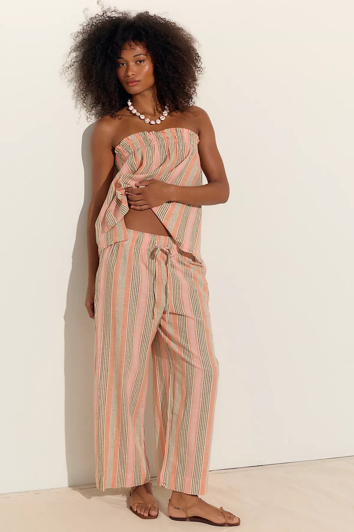 Corfu Striped Cotton-Linen Set