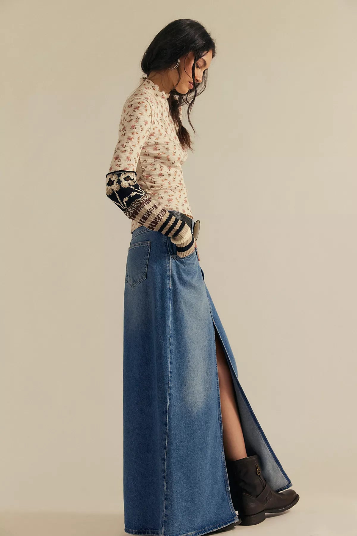 We The Free Come As You Are Denim Maxi Skirt