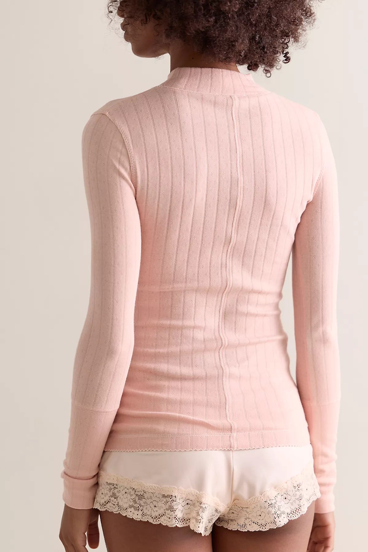 End Game Pointelle Mock Neck Long Sleeve