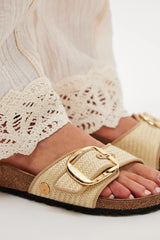 Birkenstock Madrid Big Buckle Raffia Sandals