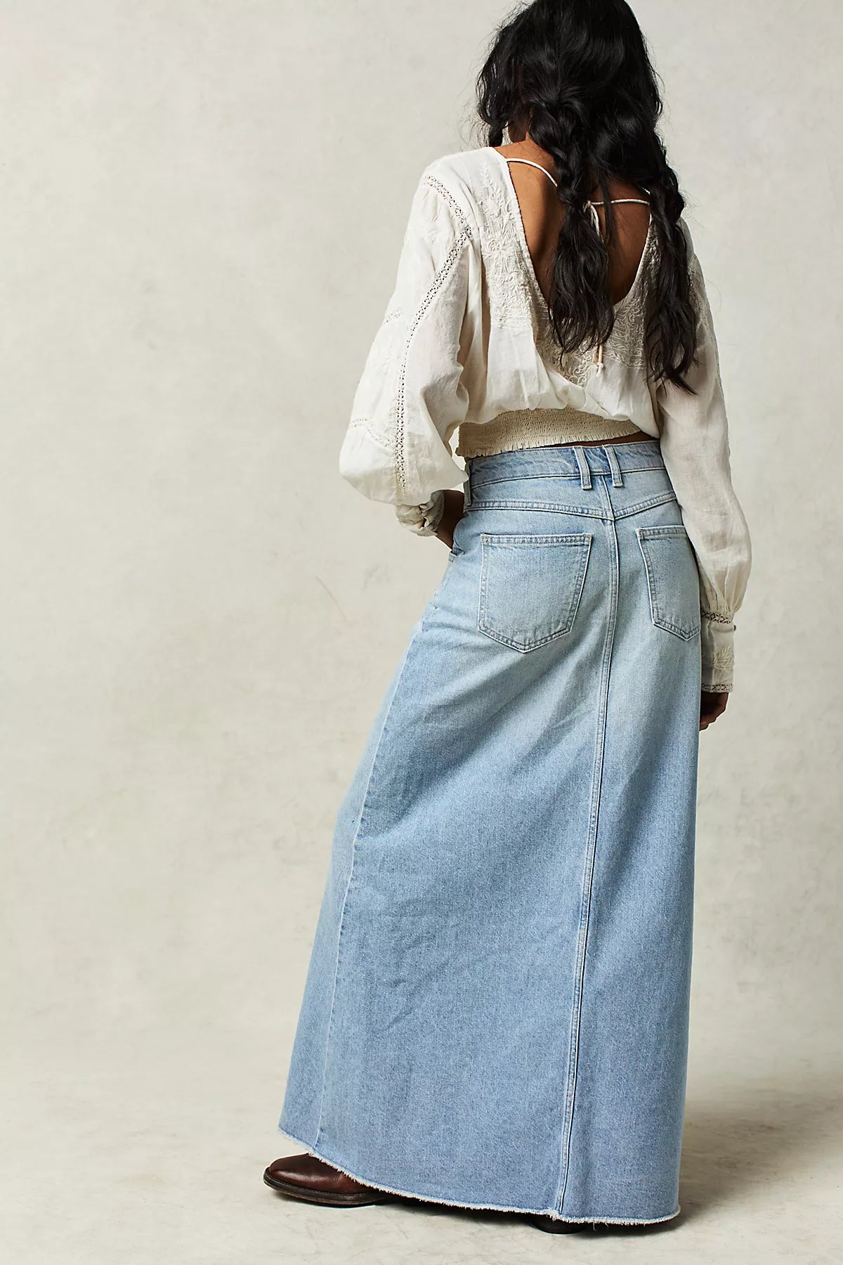 We The Free Come As You Are Denim Maxi Skirt