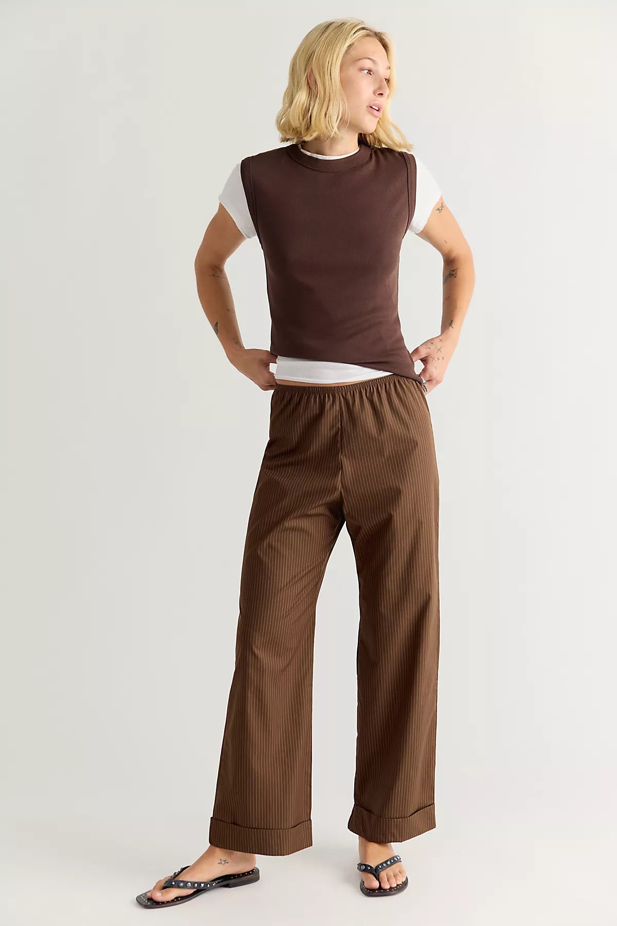 DONNI. Pop Pinstripe Simple Pants