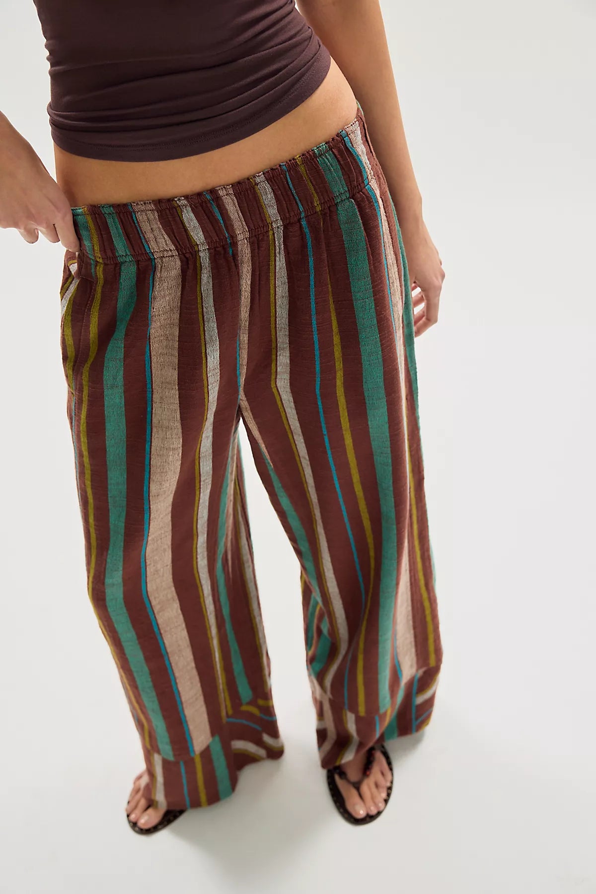 Day's End Linen Striped Pull-On Pants
