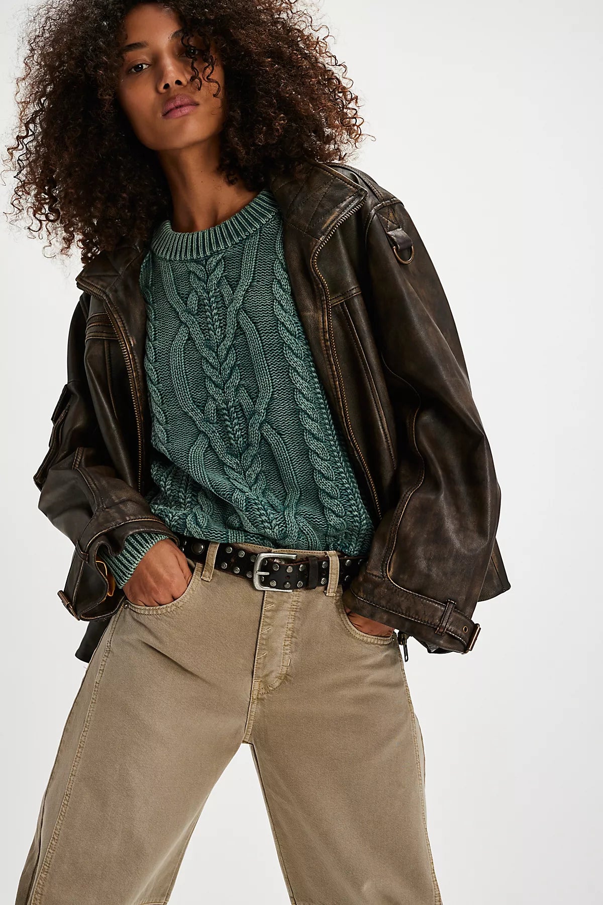 Frankie Cable Knit Cotton Sweater