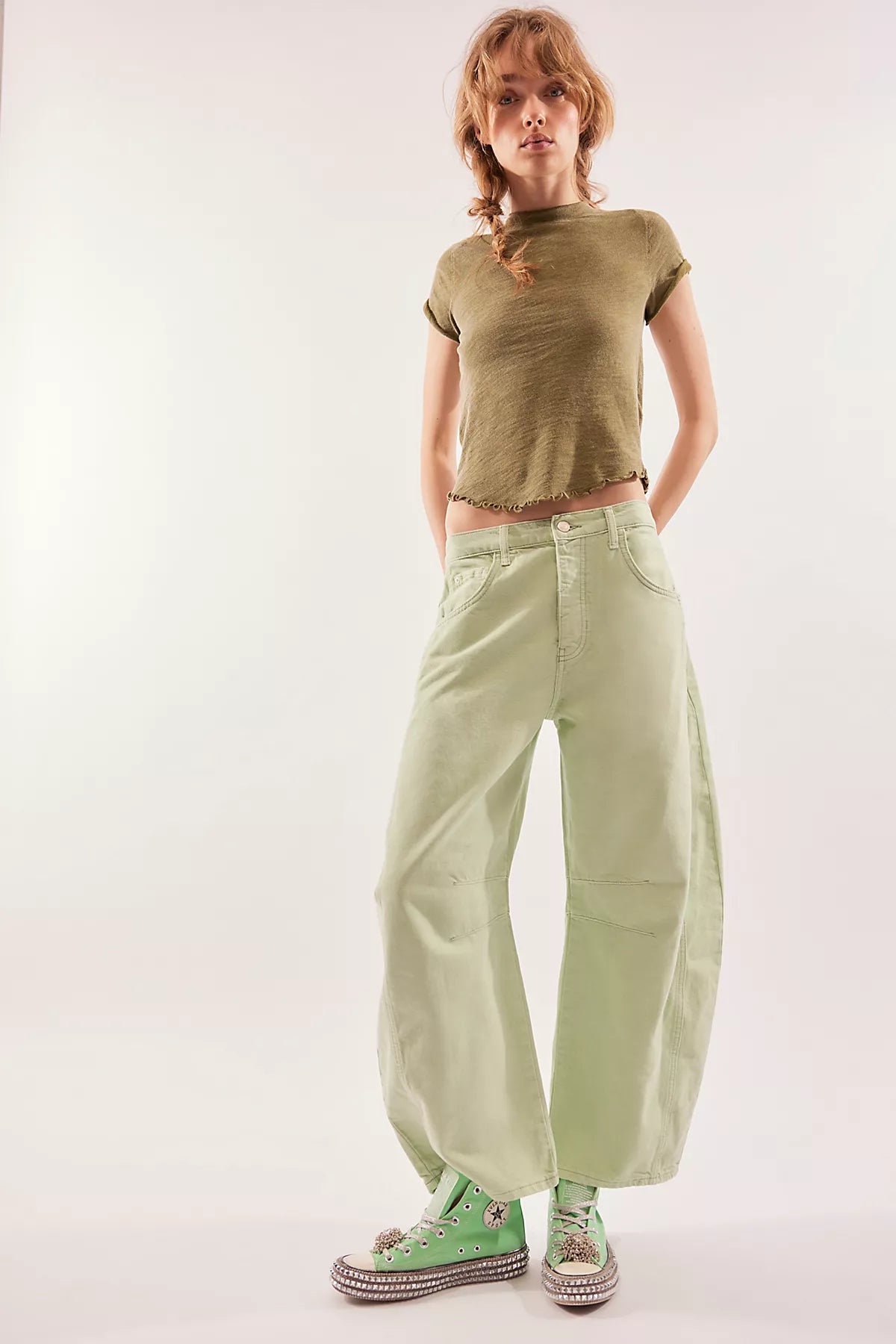 We The Free Good Luck Mid-Rise Barrel Jeans