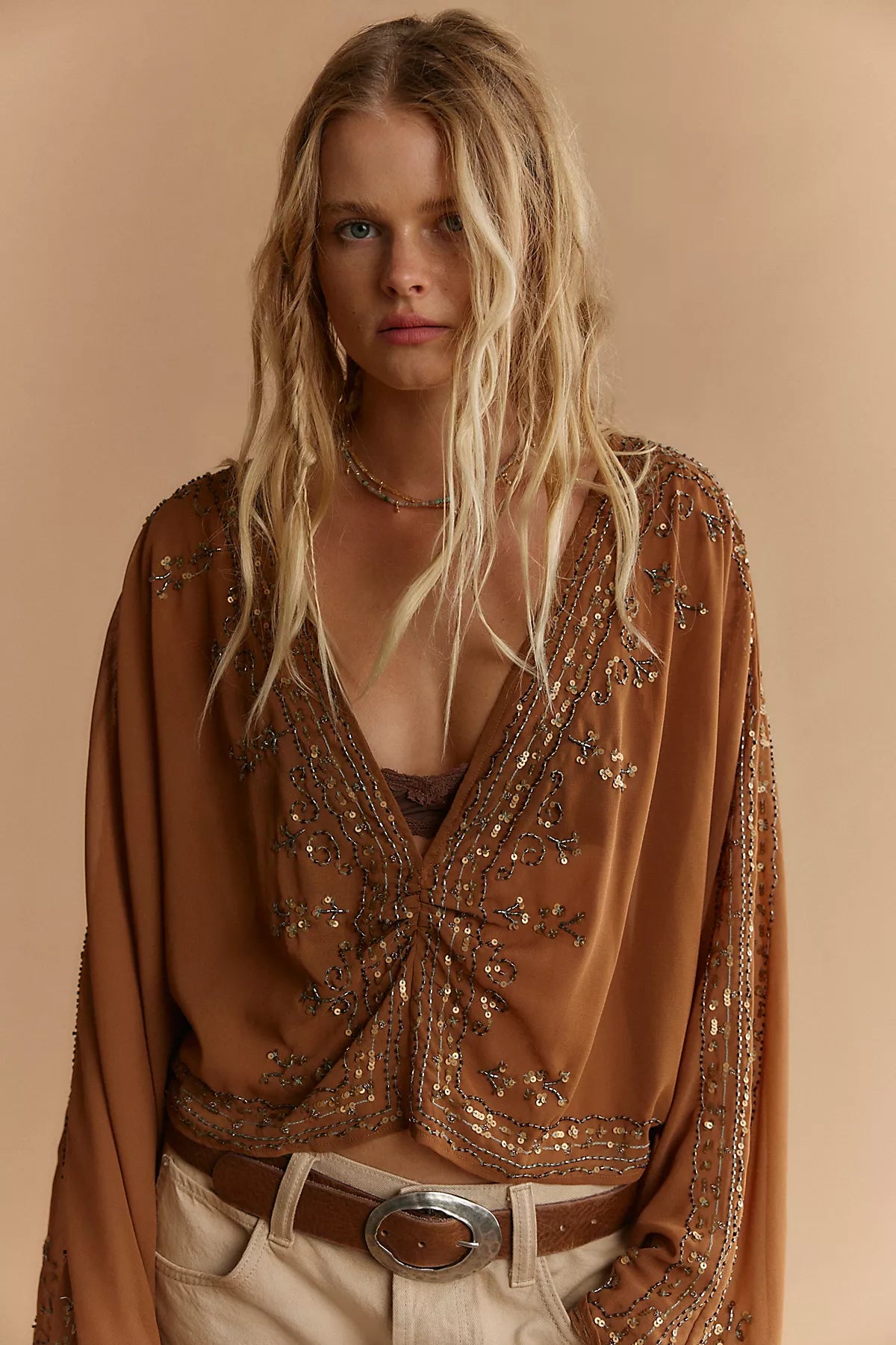 Calla Embellished Cape Top
