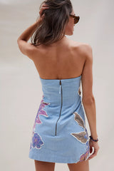 Flower Patch Denim Mini Dress