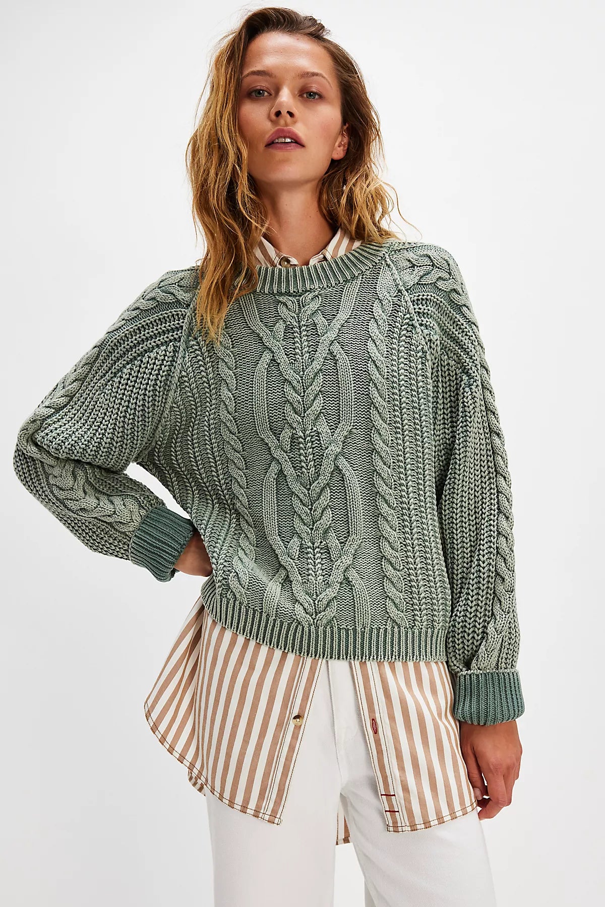Frankie Cable Knit Cotton Sweater