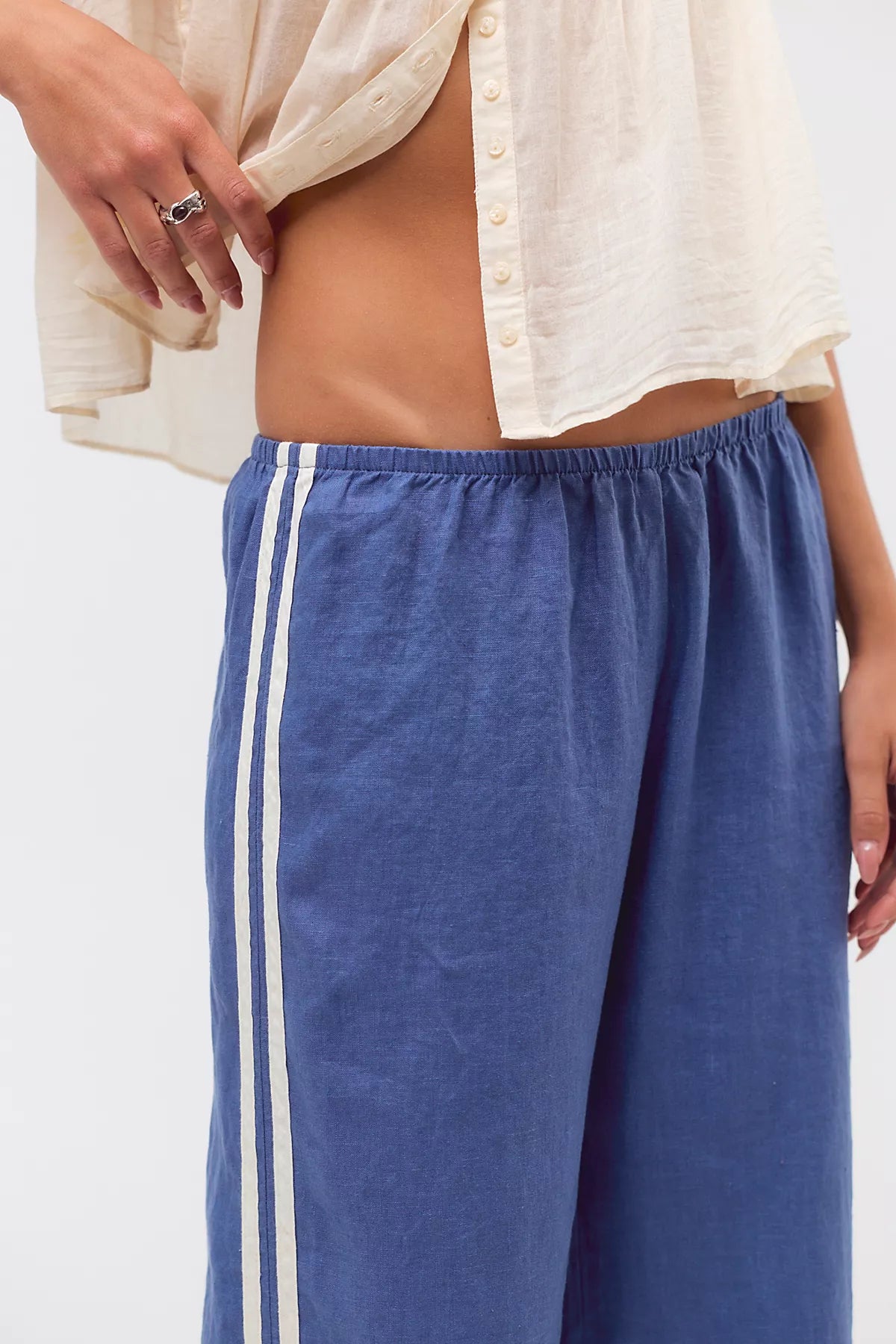 DONNI. The Linen Stripe Crop Pants