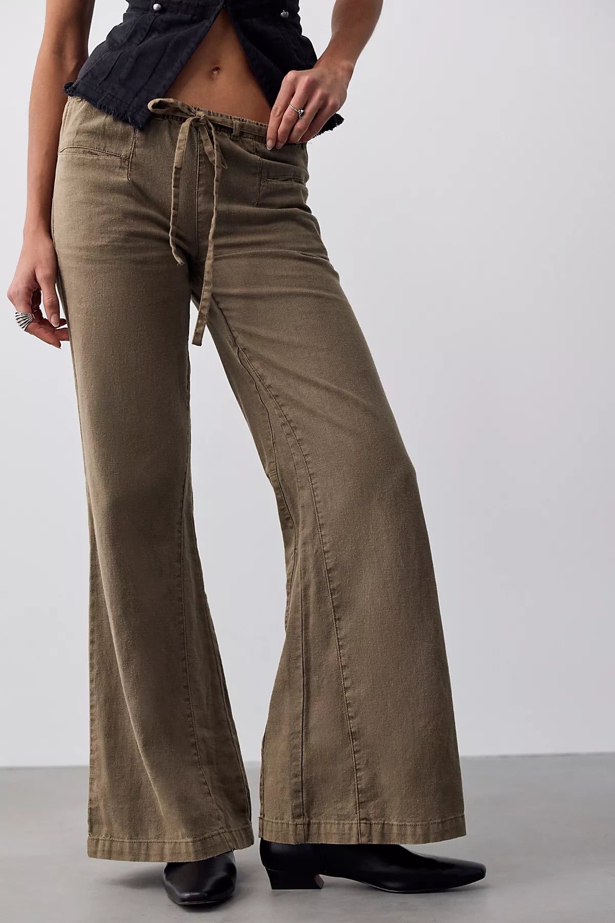 Break The Ice Linen Slouch Flare Pants