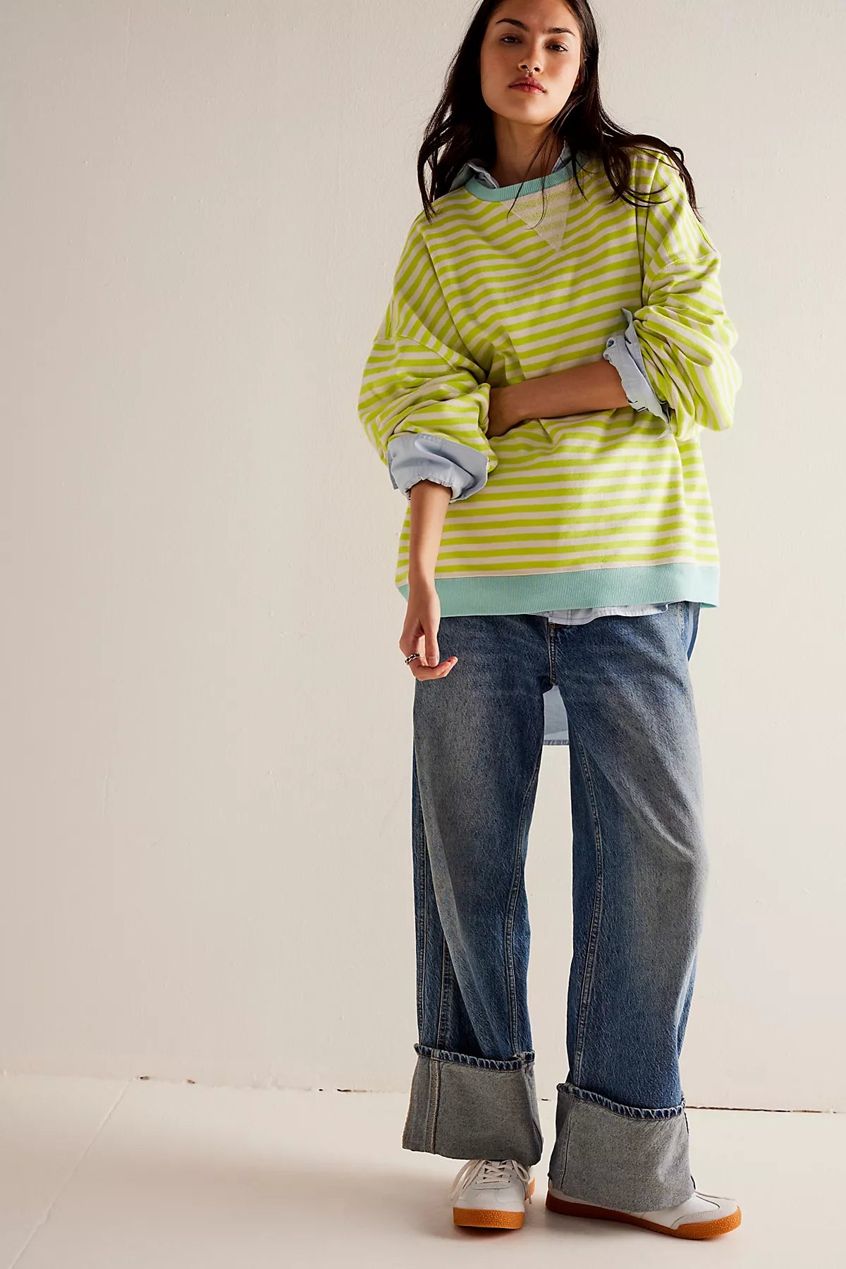 We The Free Classic Striped Oversized Crewneck
