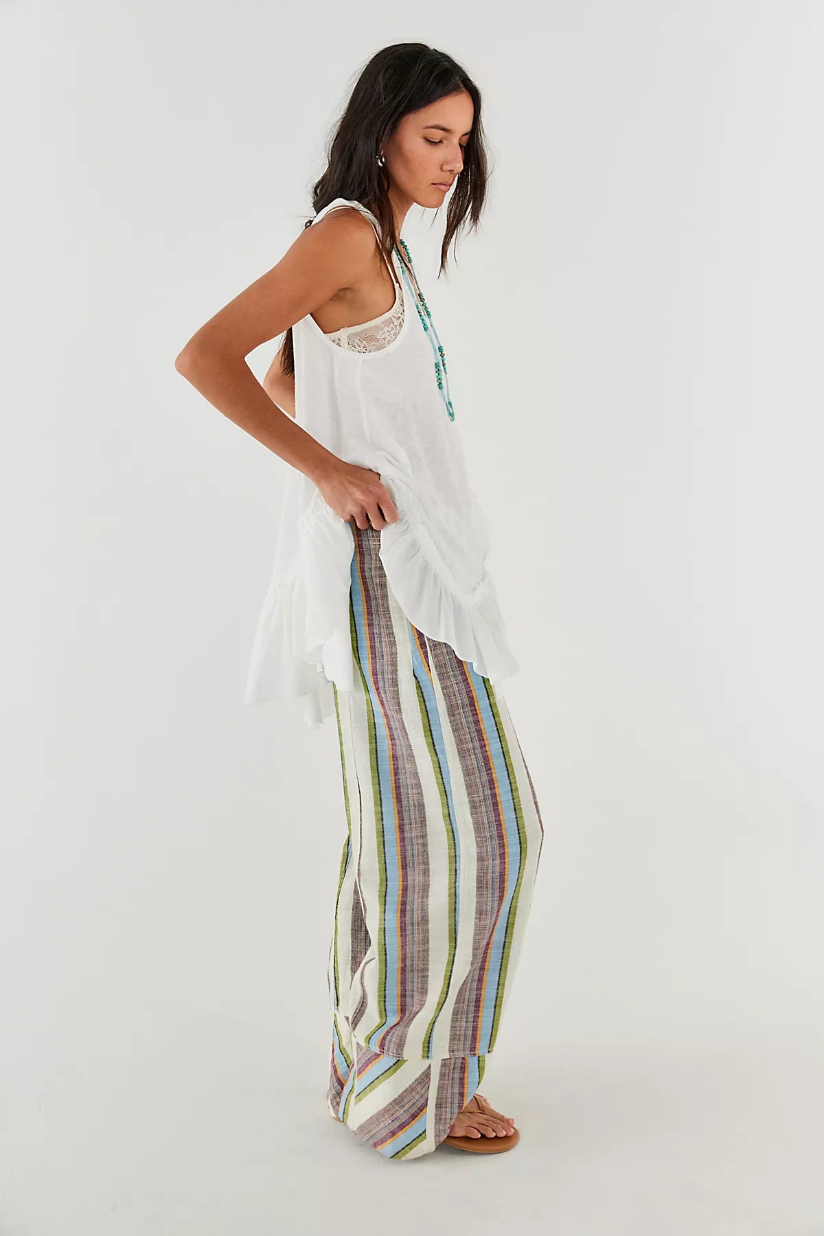 Day's End Linen Striped Pull-On Pants