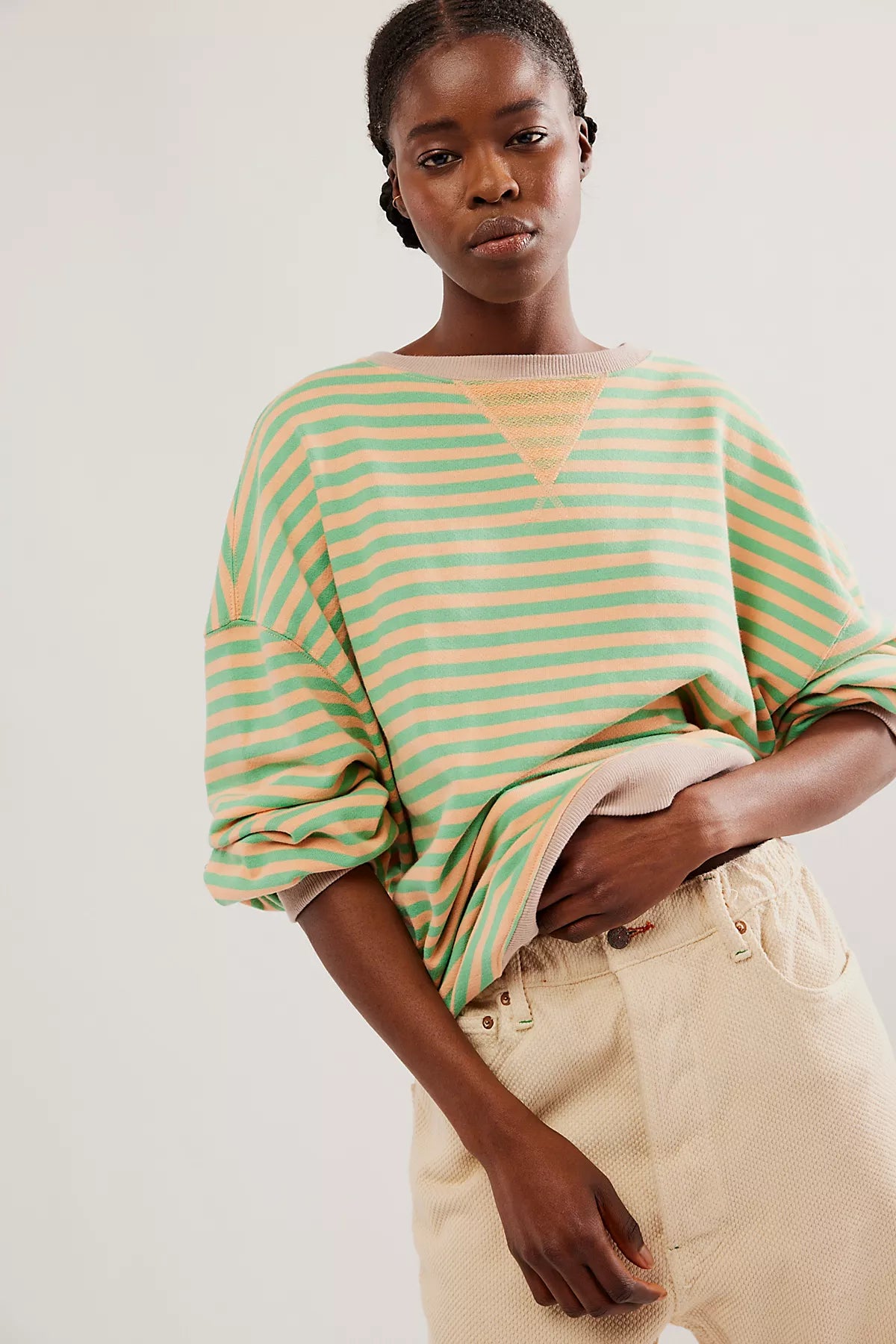 We The Free Classic Striped Oversized Crewneck