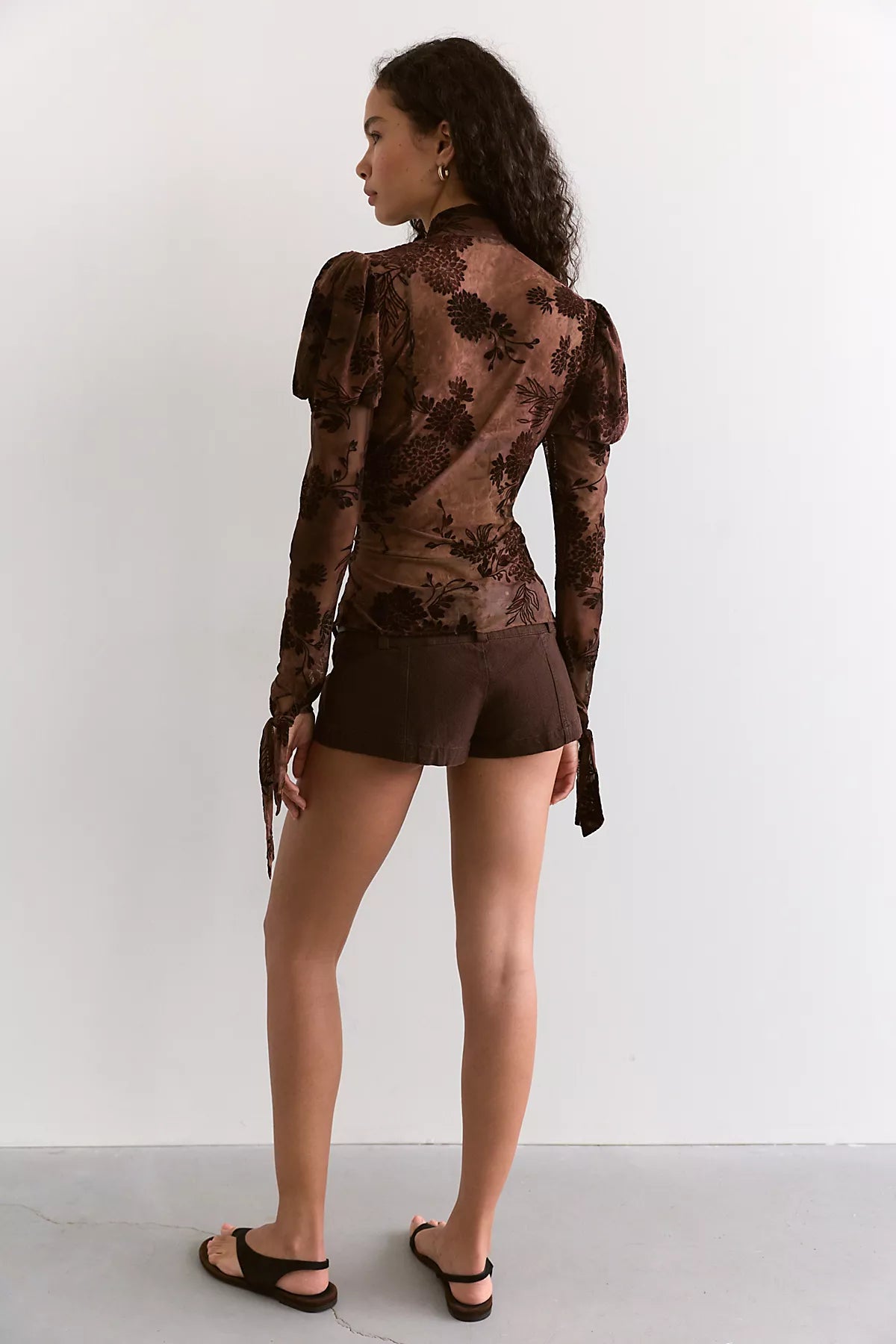 Anna Sui Dahlia Tulle Long Sleeve Blouse