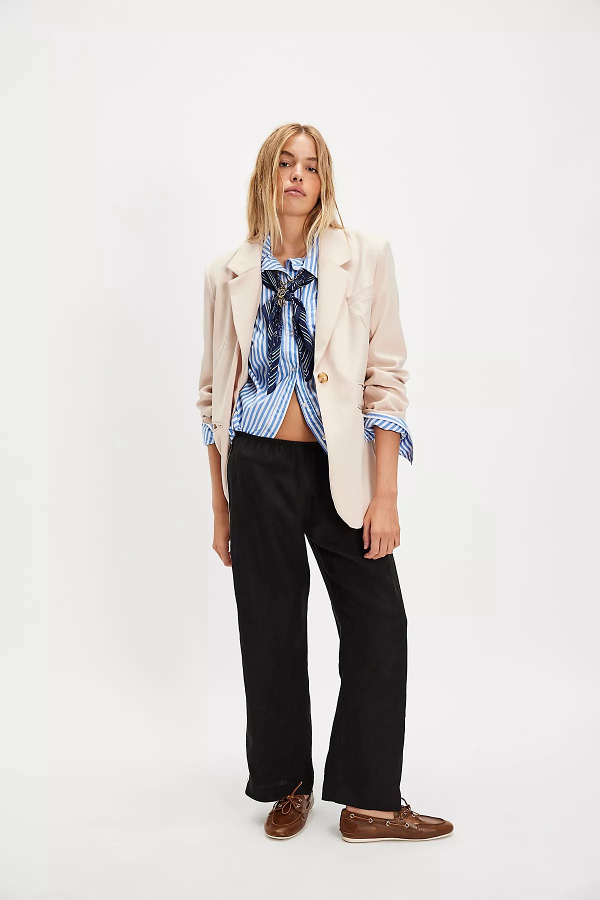 DONNI. The Linen Stripe Crop Pants