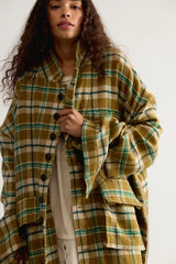 Asparagus Button Check Coat