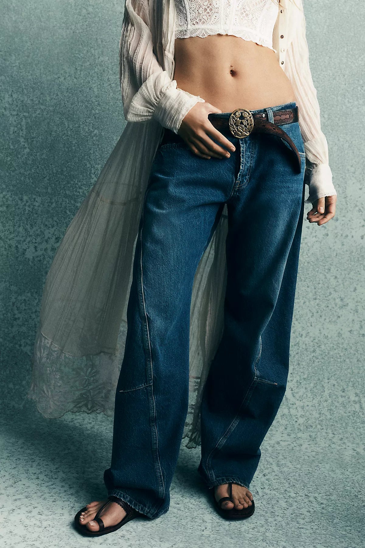 We The Free Fable Low-Rise Twisted Bowed Jeans