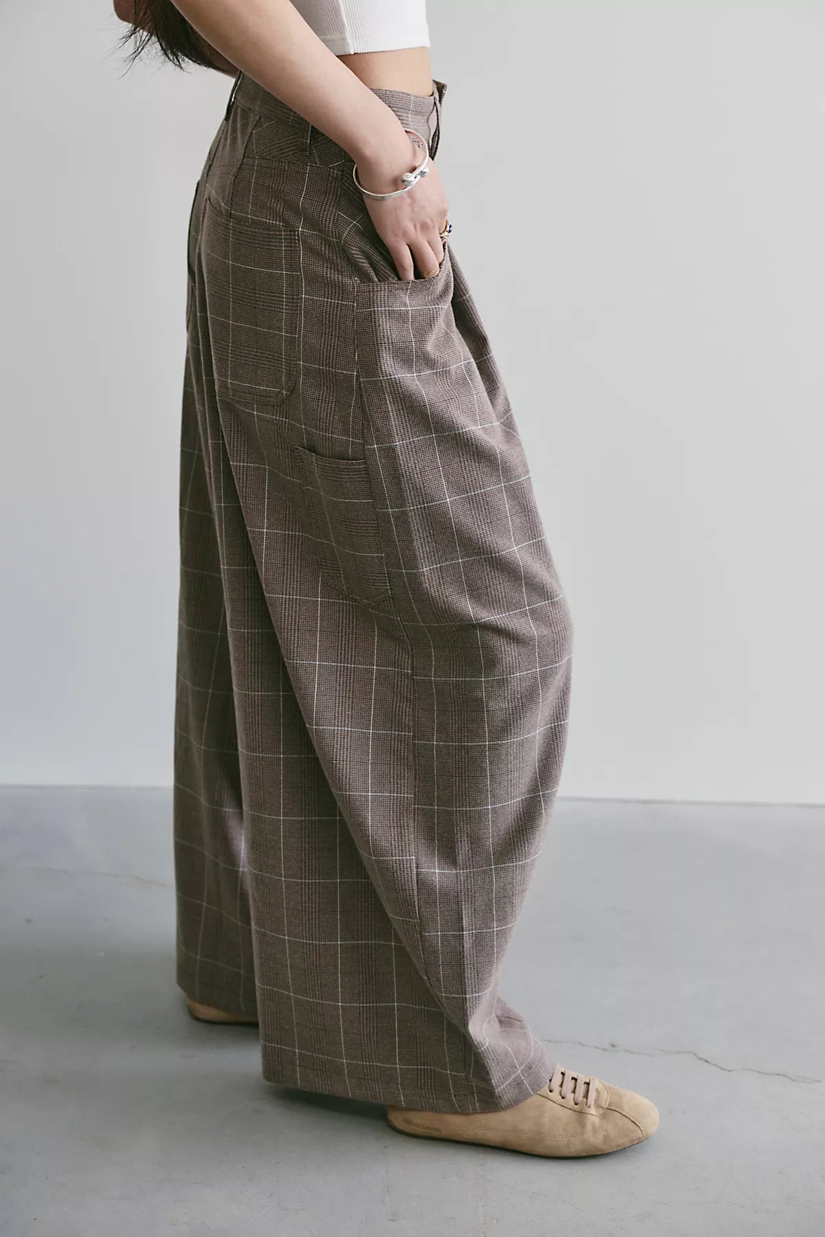 About It Baggy Plaid Suit Trousers