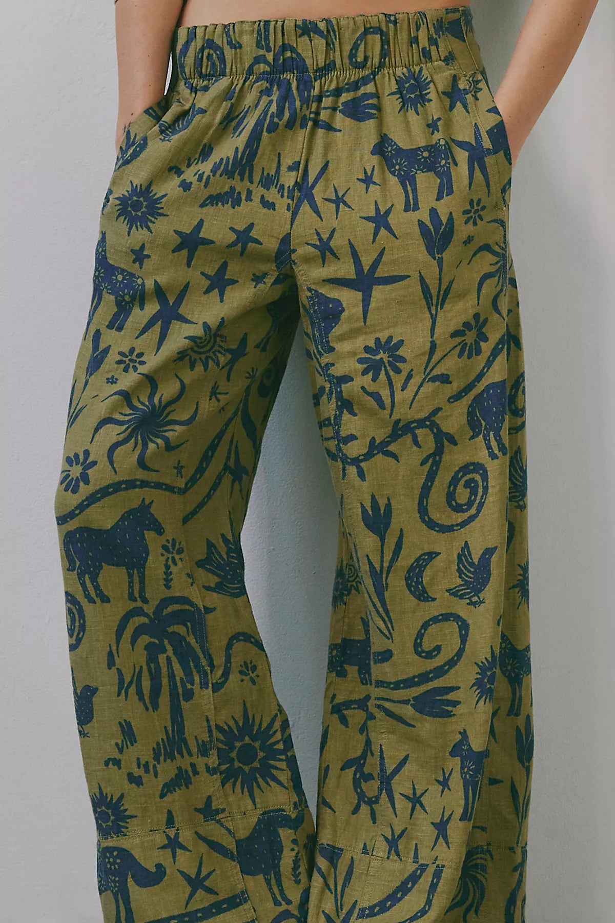 Day's End Linen Printed Pull-On Pants
