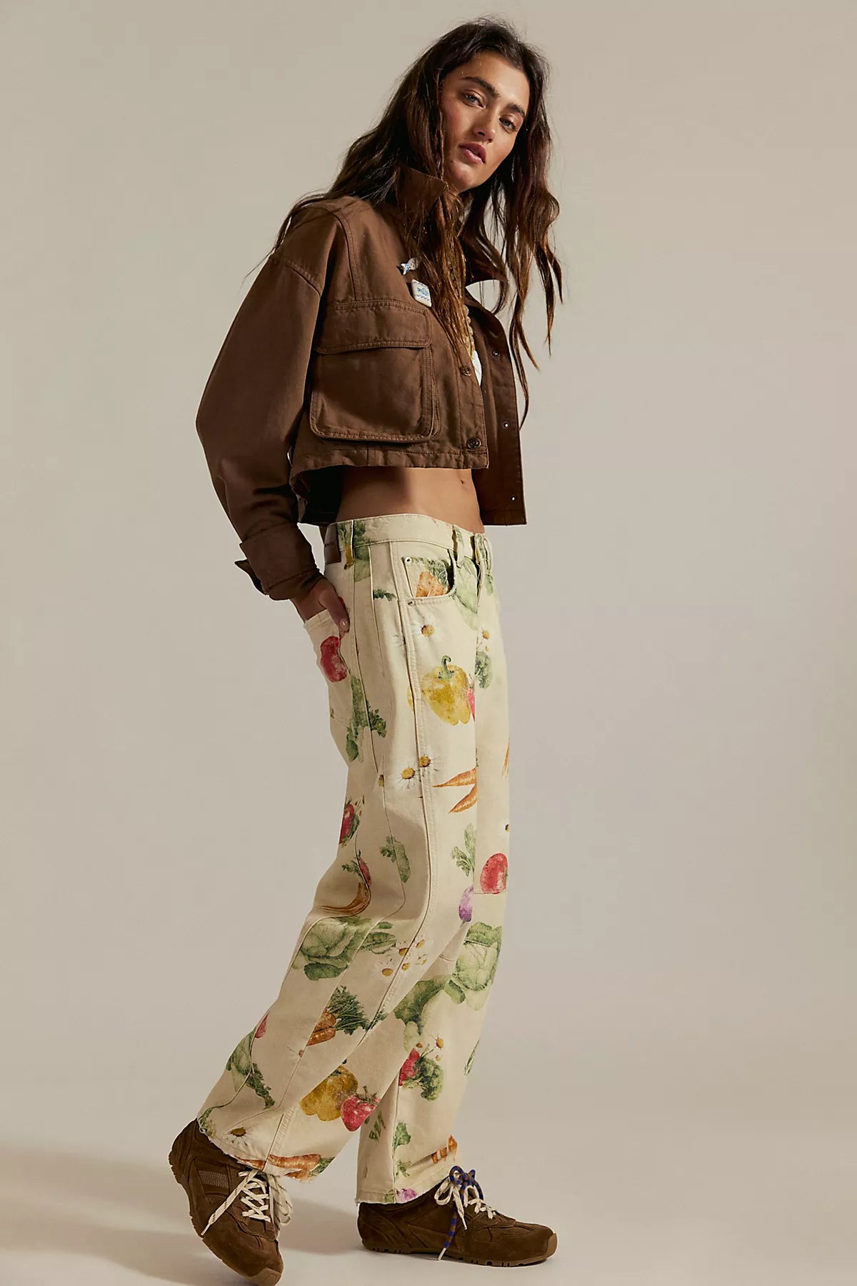 We The Free Good Luck Printed Barrel Jeans