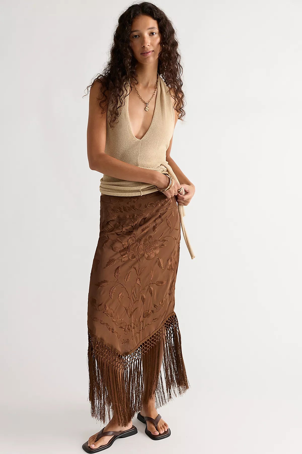 Fringe Element Midi Skirt